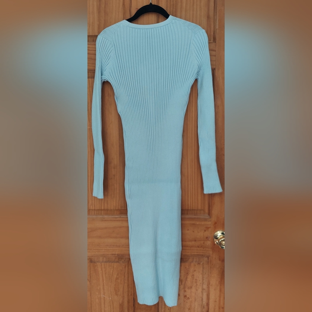 525 America Pastel Blue Ribbed Cotton Button-Down Dress NWT - Picture 4 of 12